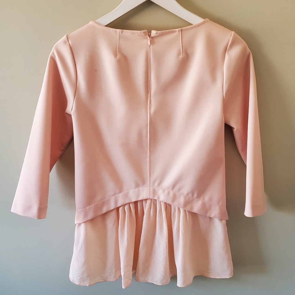 Club Monaco XS Soft Girl Romantic Contemporary Dainty Silk Trim Peplum Top - Picture 3 of 13